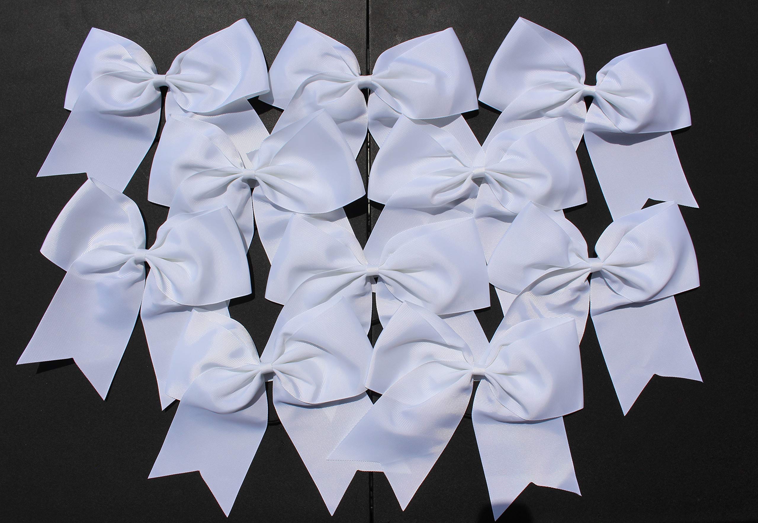 Kenz Laurenz 7" Jumbo Cheer Bow Big Hair Bows with Ponytail Holder Large Classic Accessories for Teens Women Girls Softball Cheerleader Sports