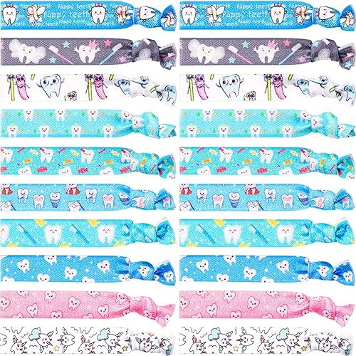 Miniatura 1 de BBTO 20 piezas de regalos dentales para el cabello, bandas elásticas para coletas, cintas elásticas para coletas, cintas para coletas, sin arrugas,