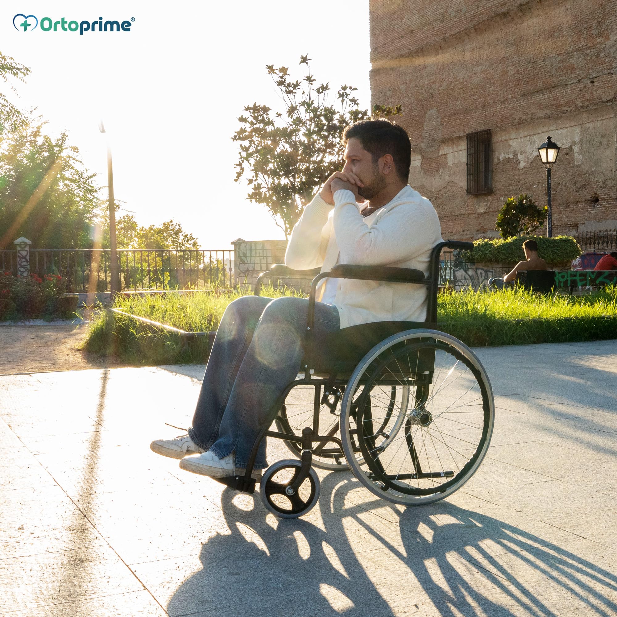 OrtoPrime Silla de Ruedas Plegable Ligera AUTOPROPULSABLE Sillas de ruedas para adultos - Sillas de Ruedas Plegables - Silla de Ruedas Ortopédica - Silla ruedas minusválido PLEGABLE Marca Española
