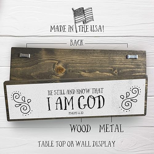 Miniatura 2 de Be Still And Know That I Am God - Letrero de madera de metal, decoraciones de versículos de la Biblia para el hogar, decoración rústica de granja,