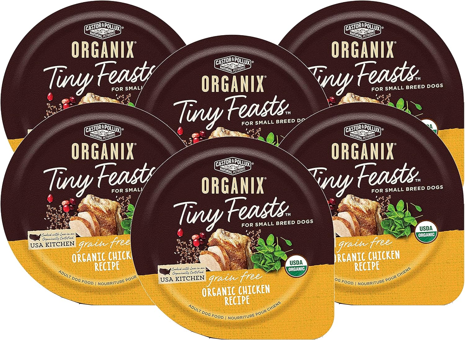 Castor & Pollux Organix Tiny Feasts Dog Food Tray, Organic Chicken