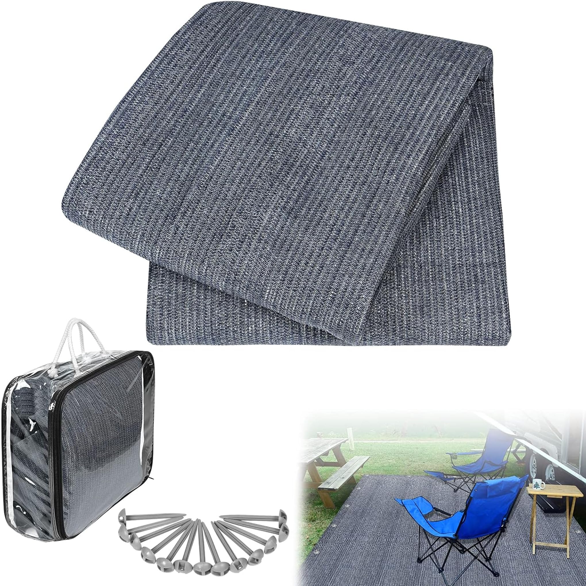 Alfombra para tienda de campaña de 250 x 250 cm gris azulado para suelo de camping