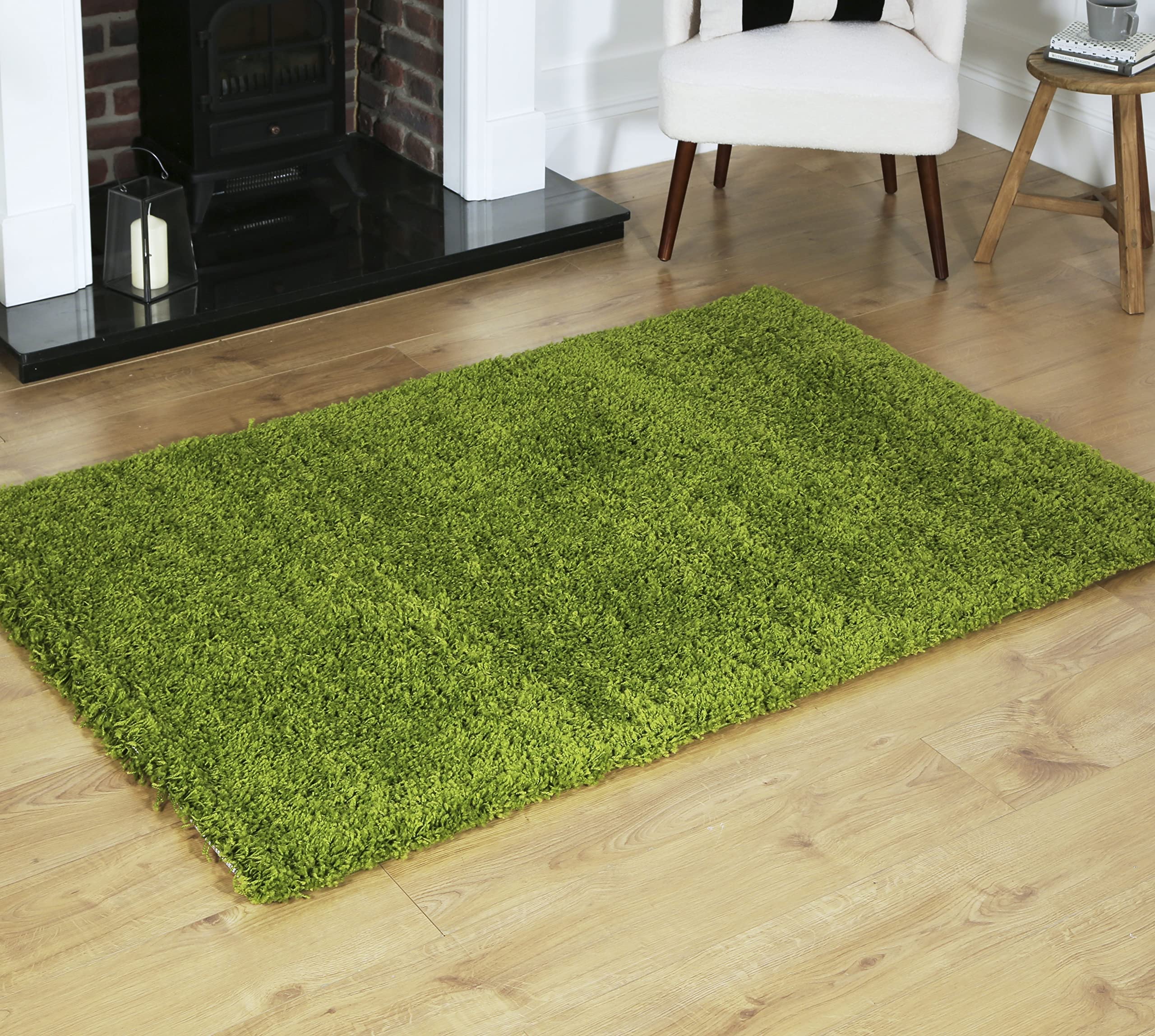 Rugs4Sale 5cm Thick Pile Shaggy Modern Area Rugs Living Room Home Decor Rug | Ideal For Bedroom, Hall, Kids Baby Room, Indoor & Outdoor Rugs Hallway Runners Carpet Mat(Lime Green 40x60cm)