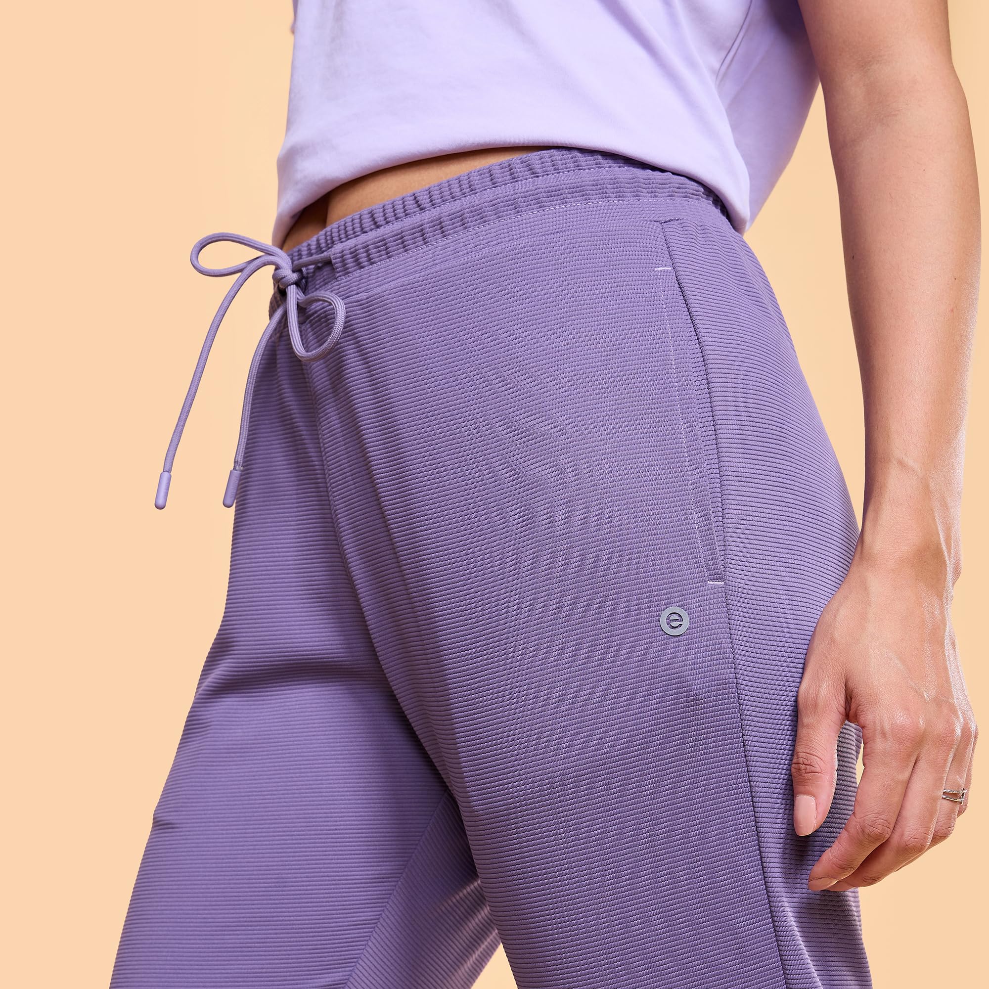 Enamor A406 Jogginghose für Damen, mittelhohe Taille, verstellbarer Kordelzug, volle Länge, entspannte Passform
