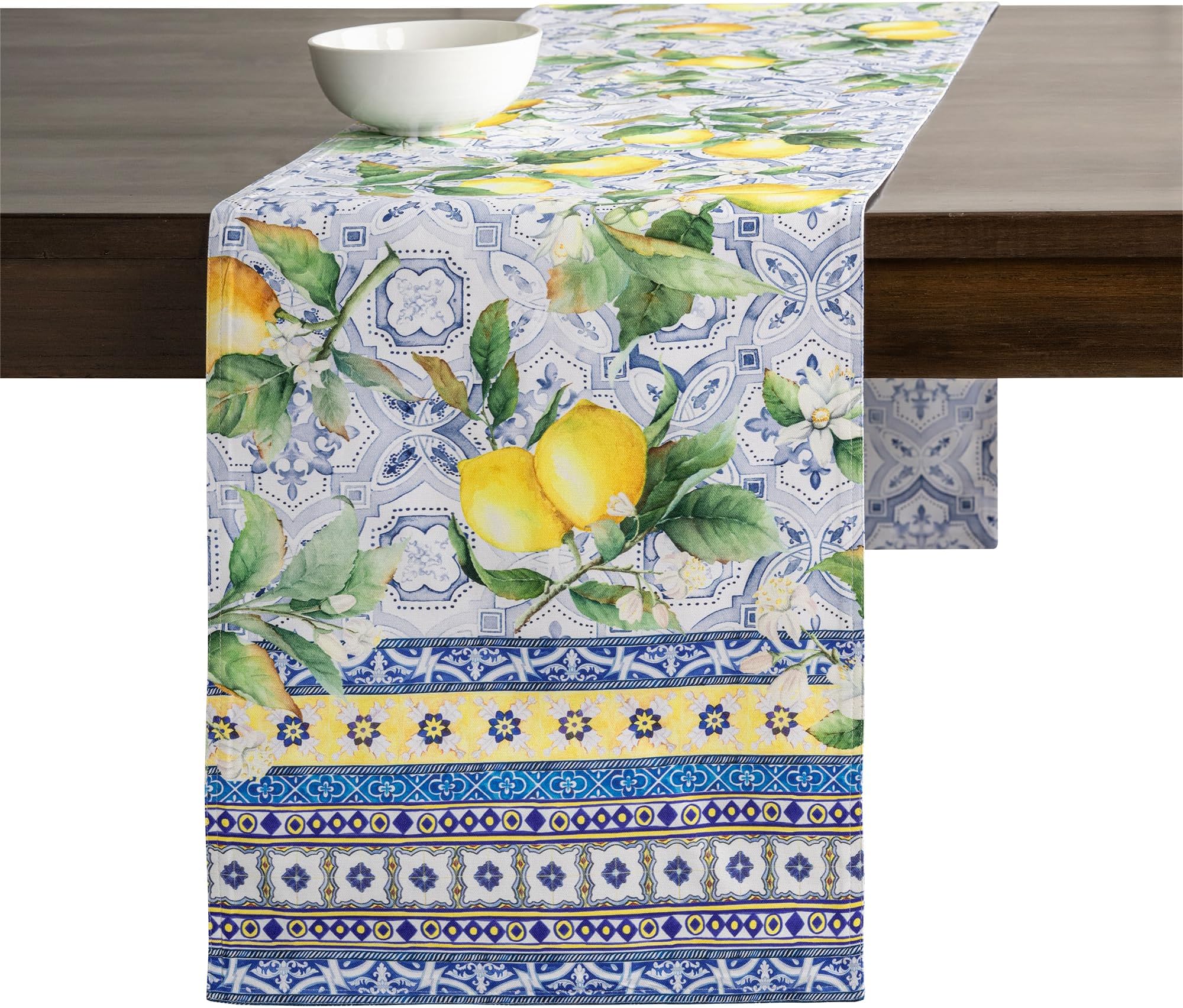 Maison d' Hermine Table Runner 100% Cotton Double Layer Table Runners 108 inches Long Decorative for Home Kitchen Dining Party Gifts for Mothers Day Spring Summer (Citrus)