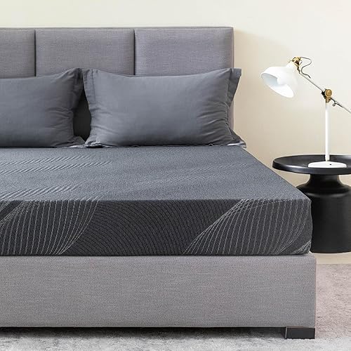 Colchón individual XL de espuma viscoelástica de carbón de 8 pulgadas en una caja, certificado CertiPUR-US sin fibra de vidrio, colchón de gel