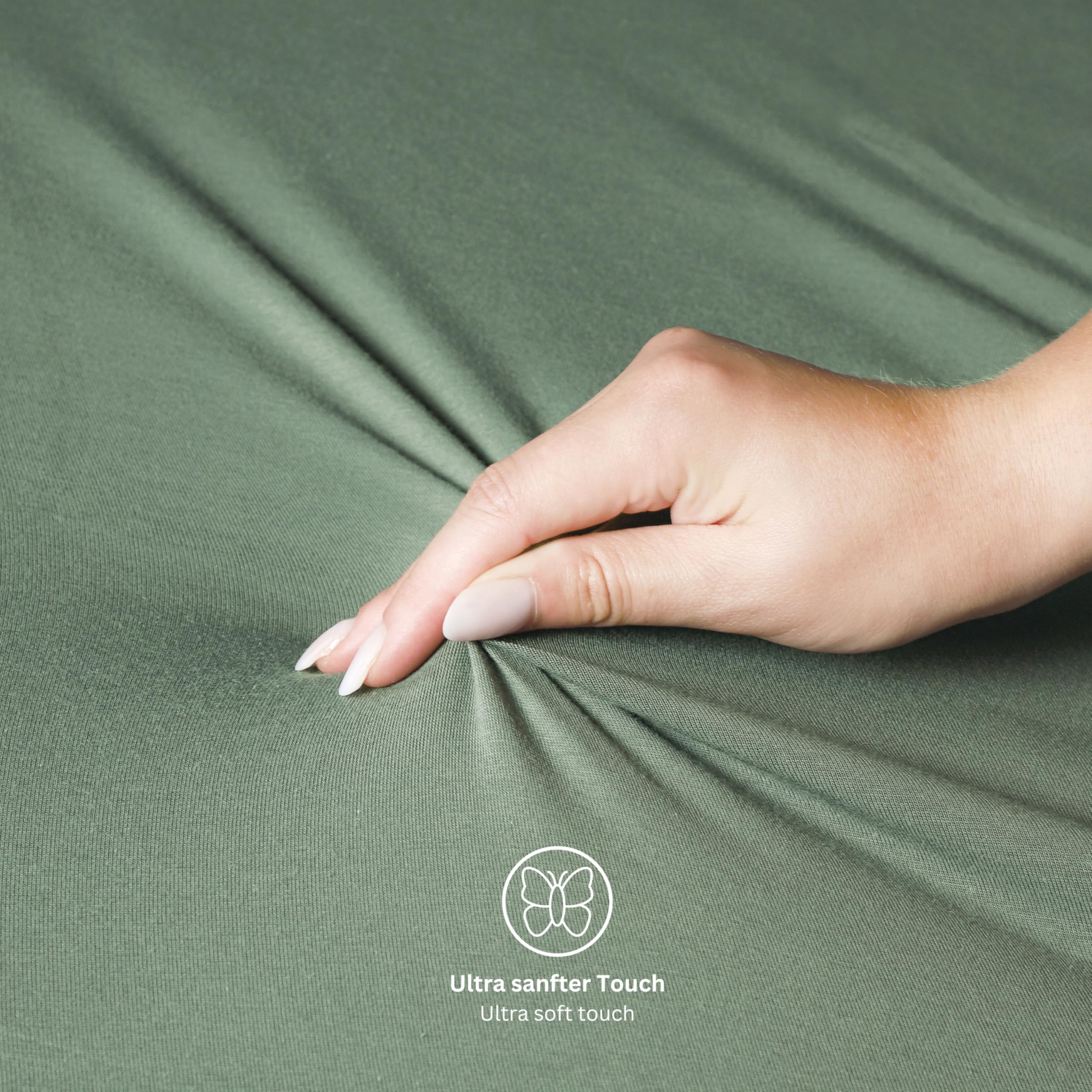 SCHÖNER WOHNEN Spannbettlaken 180x200cm Grün bis 200x200cm - Luxus Spannbetttuch aus Jersey-Baumwolle Öko-Tex Bed Sheets - für Matratzen bis 30 cm Steg hoch & Boxspringbett - Bettlaken King