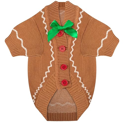 Dog Christmas Sweater Red Plaid Cardigans Dog Christmas Outfit Soft Warm Knitted Pet Clothes Cold Weather Puppy Clothes for Small Medium Large Dogs Cats