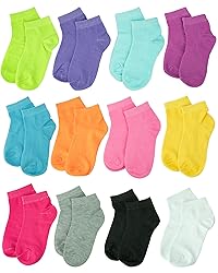 Gelante 12 Pairs Girl Children Toddler Kids Cotton Ankle Socks