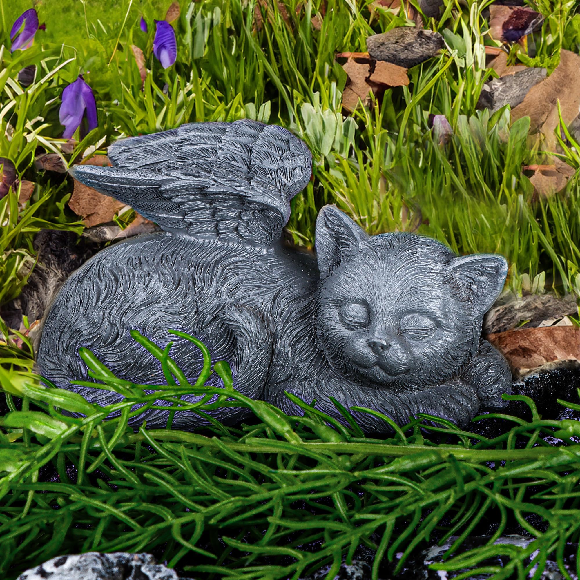 Gatto Monumento Pietra Commemorativa Tomba Pennarello Tributo Statua Indoor Memorial Resina