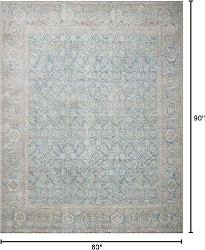 Miniatura 2 de Loloi II colección Wynter WYN-10 - Alfombra de área tradicional de 5 pies 0 pulgadas x 7 pies 6 pulgadas, color océano y plateado