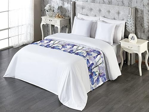 Miniatura 3 de Ambesonne Camino de cama de flores, diseño de acuarela de Delphinium e Iris con estampado de amor primaveral, bufanda decorativa para hoteles,
