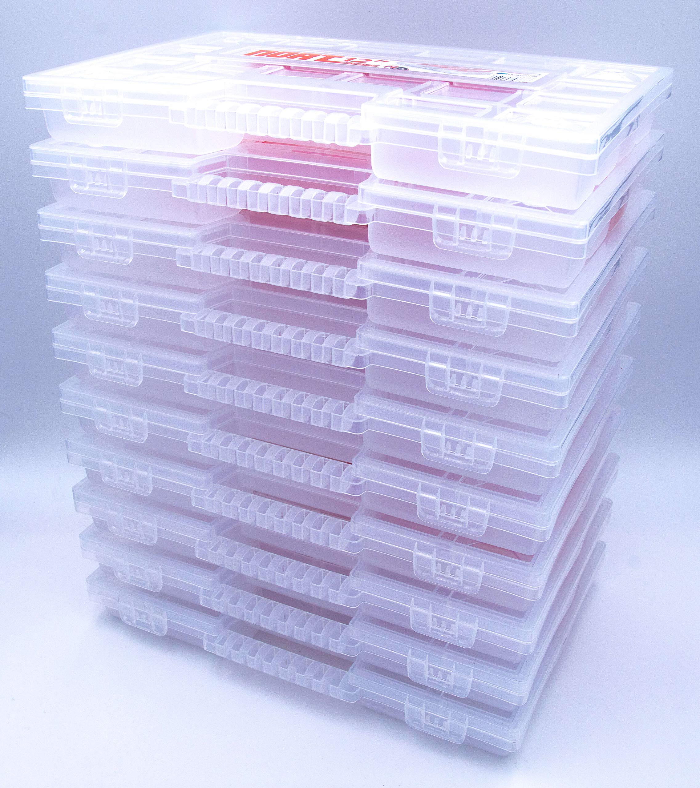 10er Set Sortimentskasten Kunststoff Aufbewahrungsbox NORT12 transparent & stapelbar