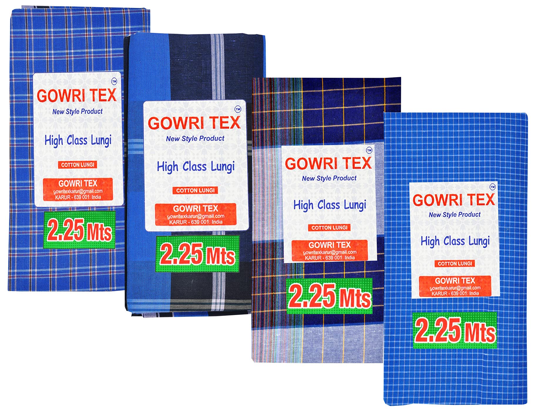 Cotton Stitched Lungis Pack Of 4 (Ready To Wear) 2.25Meter