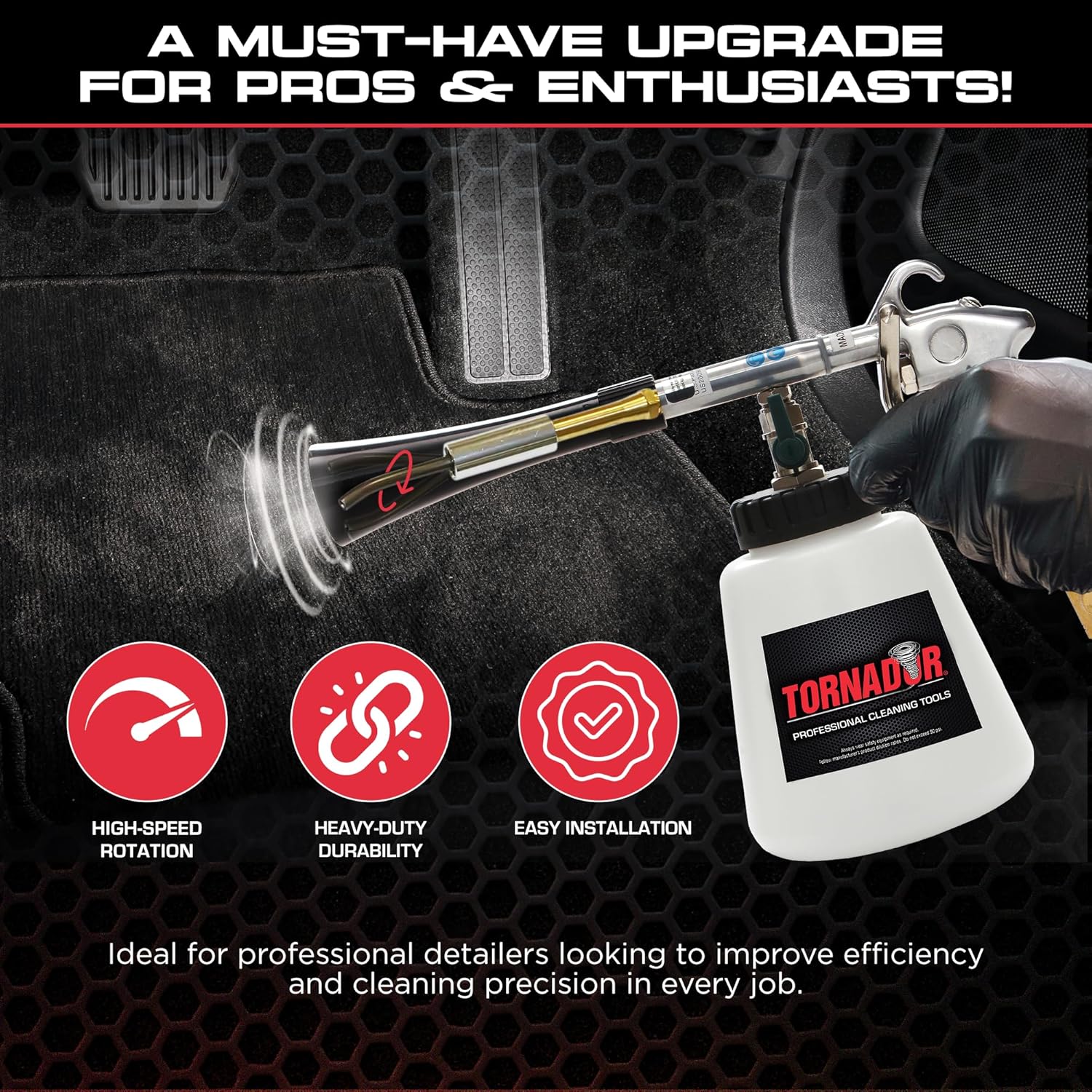 Tornador TB-200RS Rotation Set for Z-020 Black | OEM Weighted Tube with Rotating Rod | Boosts Cleaning Power | Quick Install | Perfect for Car Upholstery, Interiors, Carpets, and Dashboards