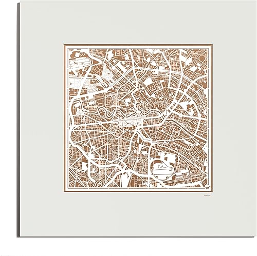 Miniatura 123 de O3 Design Studio Mapa de corte de papel Madrid negro mate de 20 x 20 pulgadas