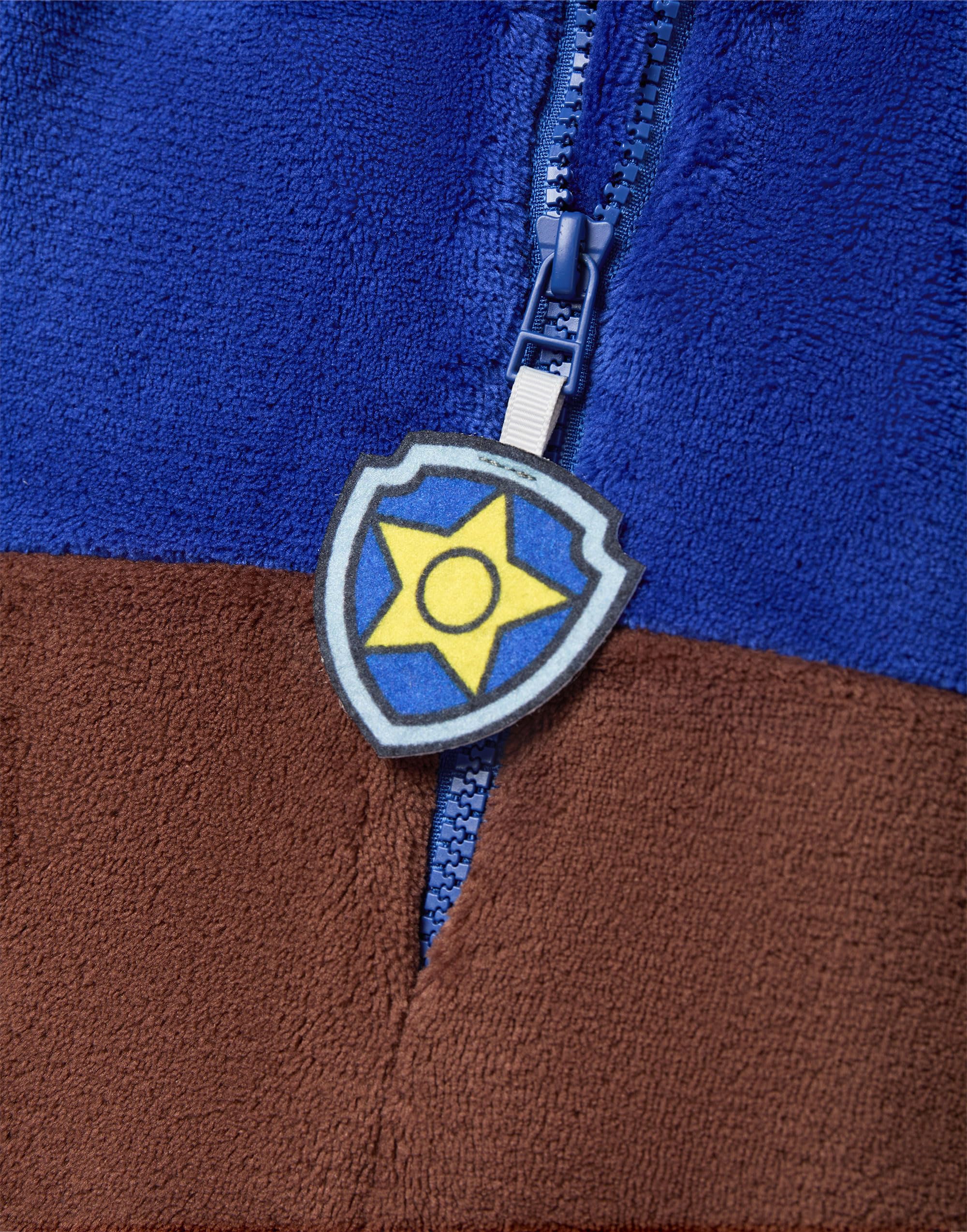 Paw Patrol Chase Grenouillère pour Garçons & Filles | Pyjama Tout-en-Un pour Enfants en Bleu & Marron | Combinaison de Nuit Unisexe avec Capuche Brodée et Oreilles 3D