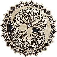 Vista 2 de Decoración de pared de madera con árbol de la vida, decoración de pared de mandala de madera con árbol de la vida (pequeño)