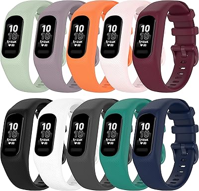 Replacement Watch Bands Compatible with Garmin Vivosmart 5, Soft Silicone Bands Adjustable Wristband Quick Release Band Sport Strap for Vivosmart 5 Fitness Tracker Women&Men (Small, 10COLORS)
