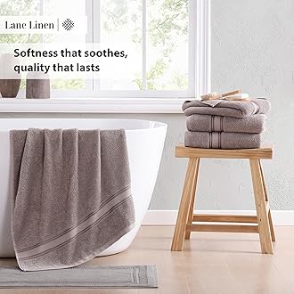LANE LINEN 100% Mercerized Cotton Bath Towel Set of 12 – Zero Twist Shower Towels, 4 Bath, 4 Hand Towel & 4 Washcloths, Quick-Dry, Luxuriously Soft & Durable, Perfect for Everyday use – Platinum