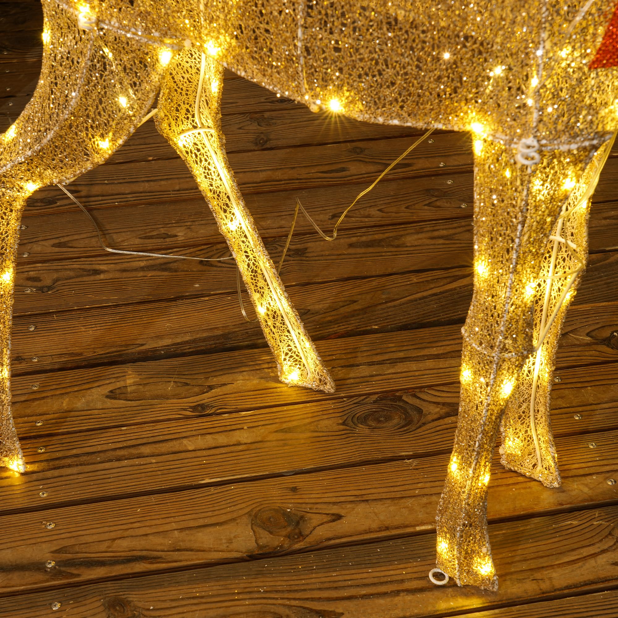 Outsunny LED Rentier Weihnachtsdeko 137 warmweißen LED Außen & Innen Gold | Weihnachtsbeleuchtung, Weihnachtsdekoration, Weihnachtsfigur