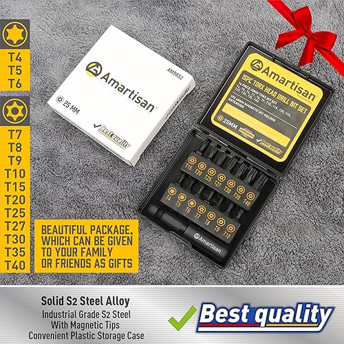 Miniatura 4 de Amartisan - Juego de brocas Torx de seguridad de 15 piezas, juego de puntas de estrella resistentes a manipulaciones, acero S2, 1 pulgada de largo