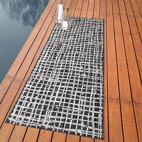 Miniatura 10 de Keen Home Design Alfombra moderna para exteriores, 2 x 8 pulgadas, lavable para interiores y exteriores, para patio, cocina, balcón, playa, jardín,