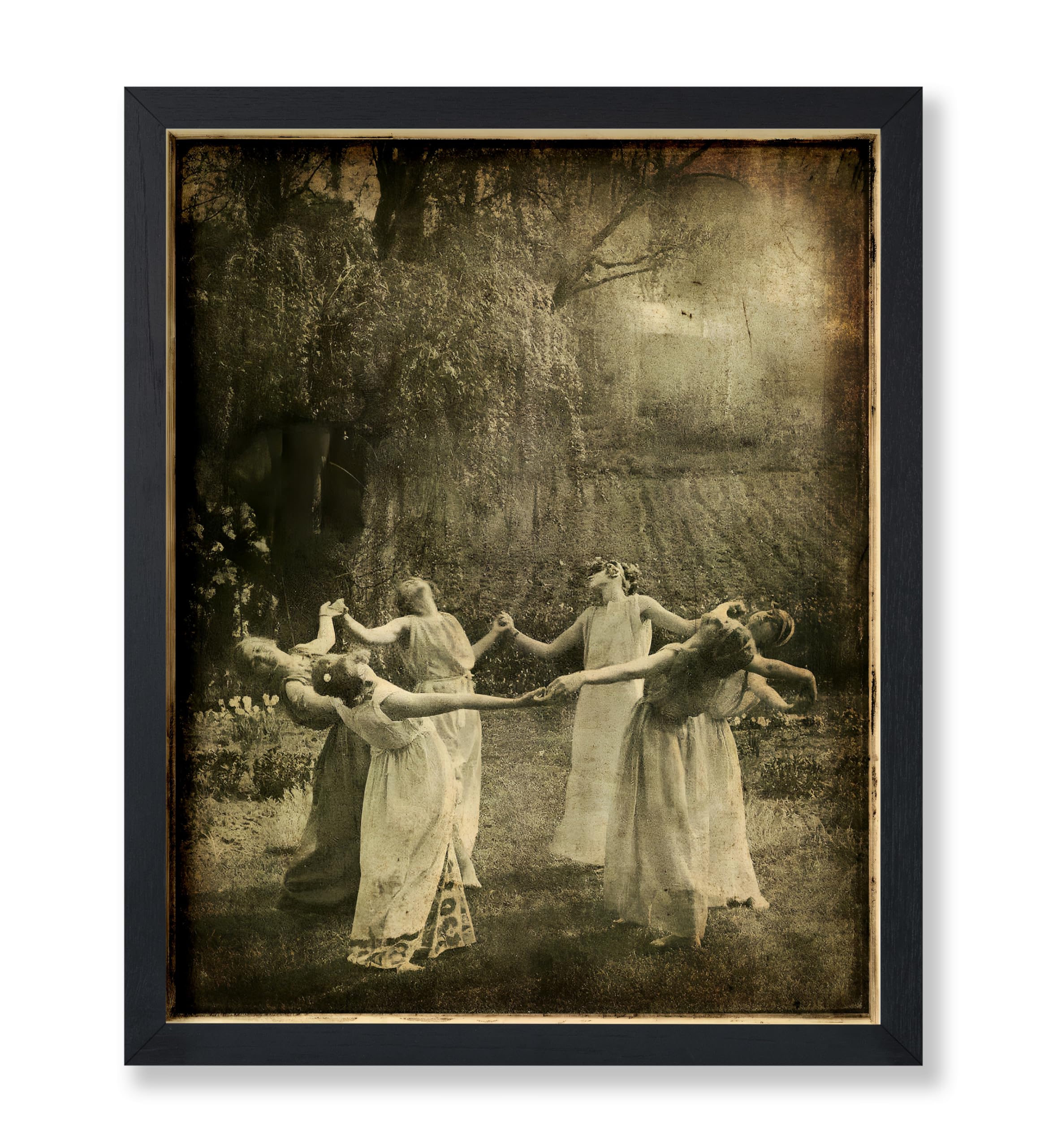 Poster Master Vintage Dancing Moon Girls Print - Circle of Witches Poster - Halloween Art - Gift for Men & Women - Gothic Decor for Living Room or