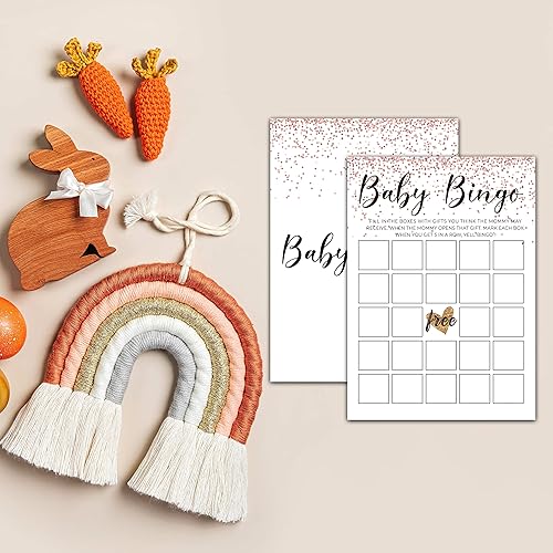 Miniatura 5 de Baby Bingo - Juegos de baby shower, temática de oro rosa rosa - Juego de 30 cartas de juego, juego de fiesta de revelación de género para bebé,