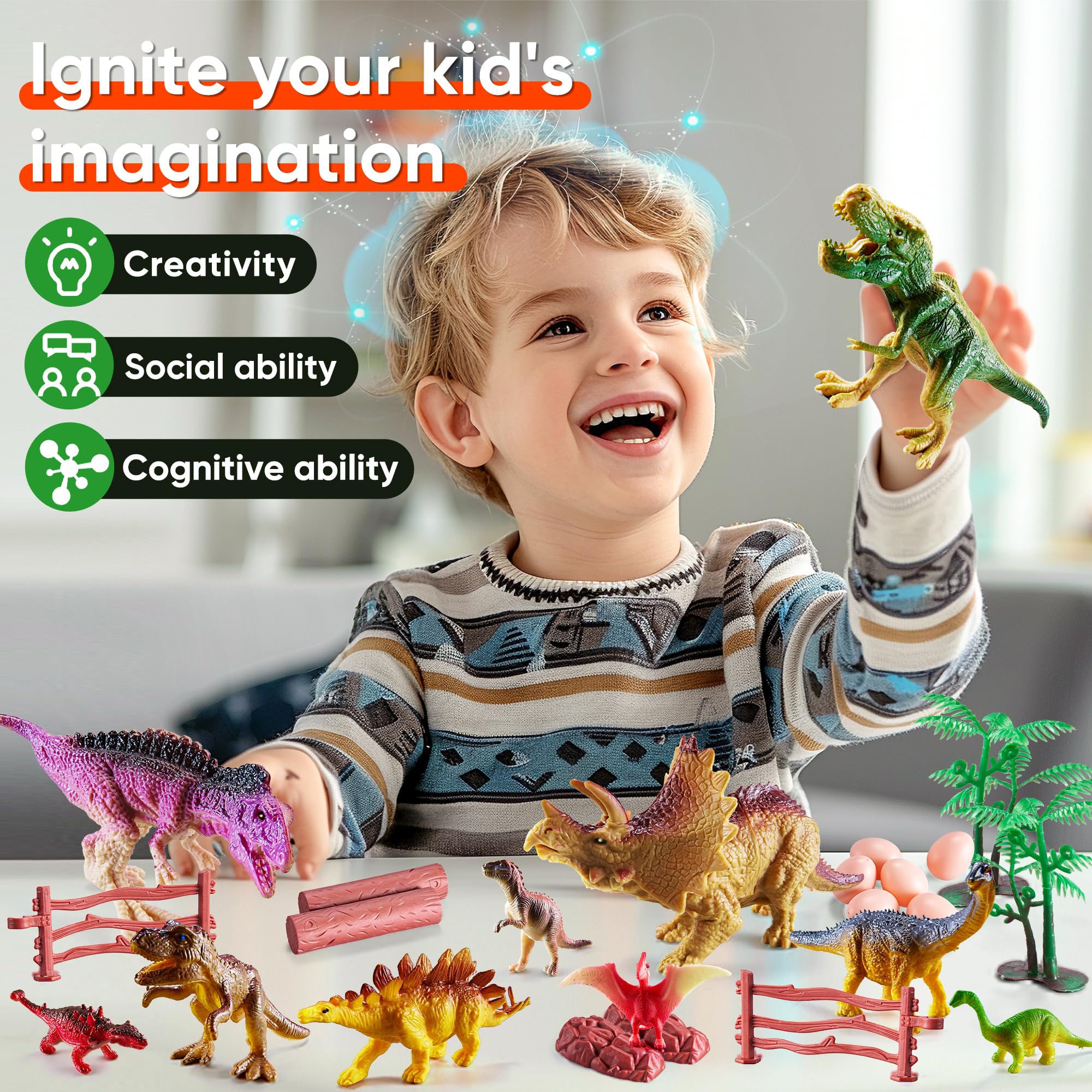 Realistic Dinosaur Toys - 46 Piece Playset -2 Realistic Dinosaur Toys - 46 Piece Playset -2