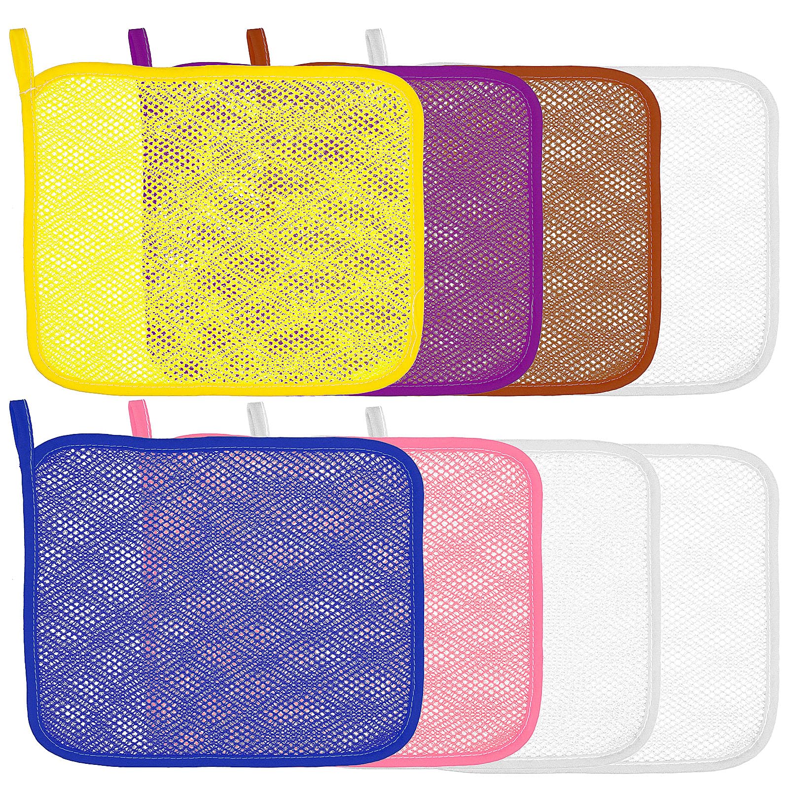 8 Pcs Exfoliating Washcloth Soft Weave Nylon Massage Bath Towel Sponge Loofah Body Scrub Back Scrubber for Shower Cloth for Women and Men,5 Colors