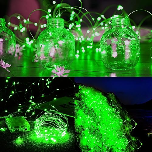 Miniatura 5 de Twinkle Star Guirnalda de 100 luces LED de alambre plateado de 33 pies, funciona con pilas, luces LED para Navidad, boda, fiesta, decoración del