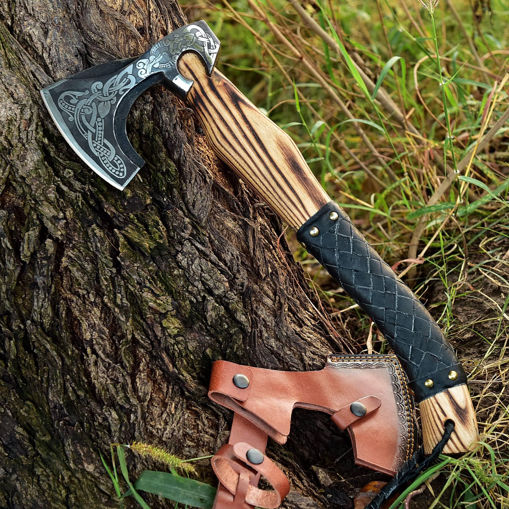SS SMART & SHARP SPORTS INC Custom Handmade High Carbon Steel Viking Axe Real Hatchet,Gift for hIm,17.5 inches SS-17603 (Medieval Axe)