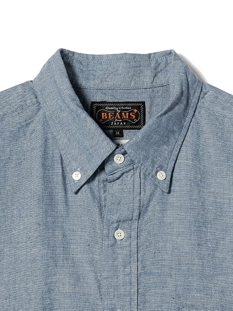 Chambray Short Sleeve Popover Button Down Shirt 38-01-0034-139 38010034139: Blue Chambray Short Sleeve Popover Button Down Shirt 38-01-0034-139 38010034139: Blue