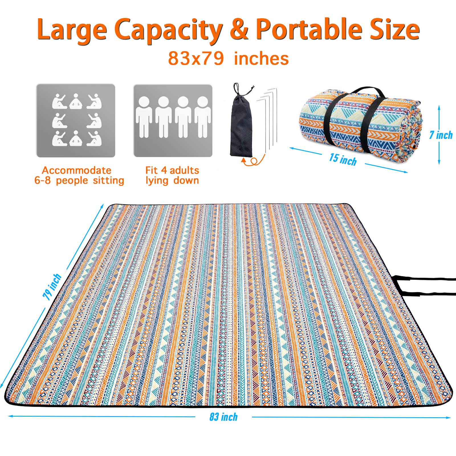 Couverture de pique-nique pliable poignée pratique plaid polyvalent au choix