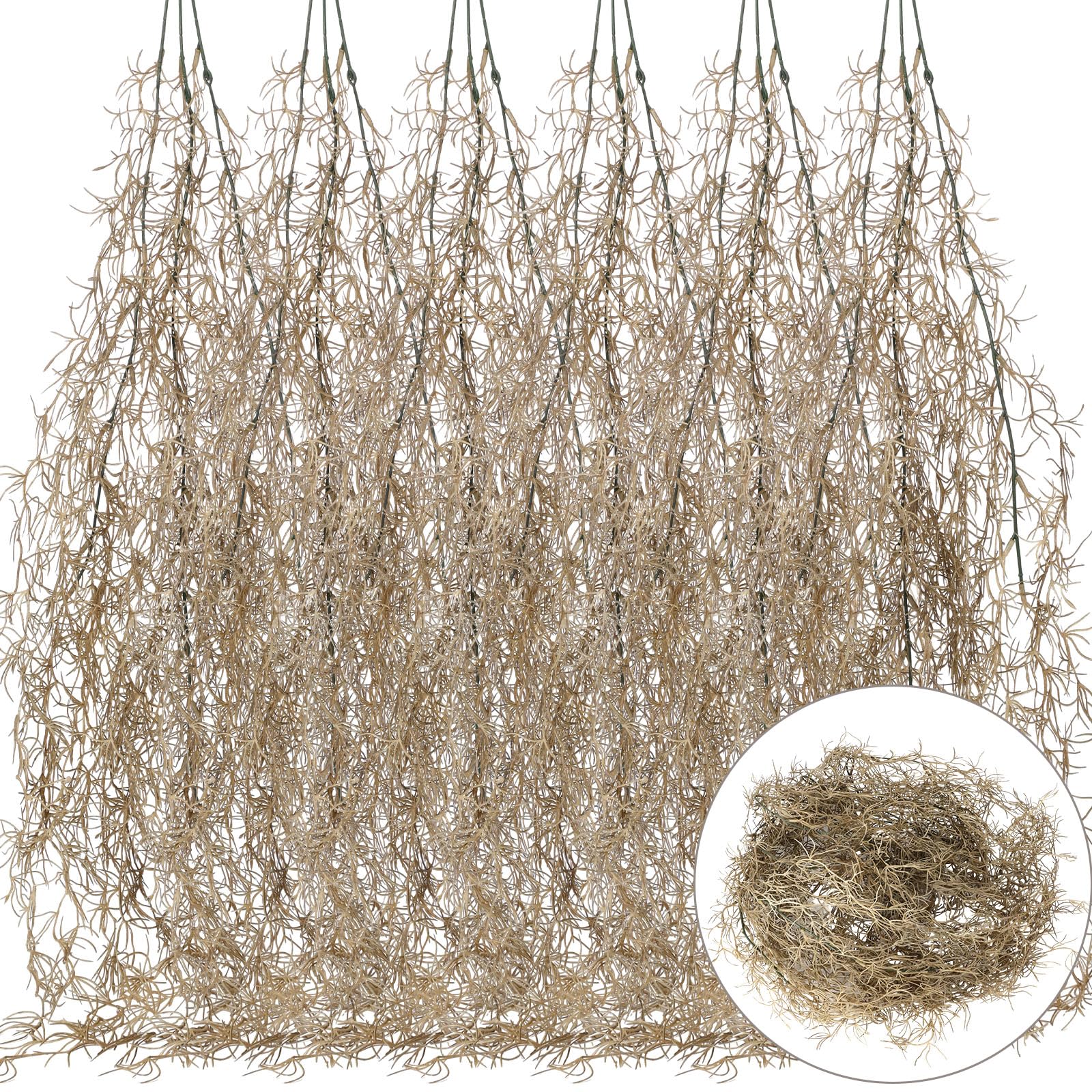 Giegxin Halloween Spanish Moss 41" Succulents Faux Moss Artificial Succulent Plants Fake Vines Hanging Plants Swamp Decoration Potted Artificial