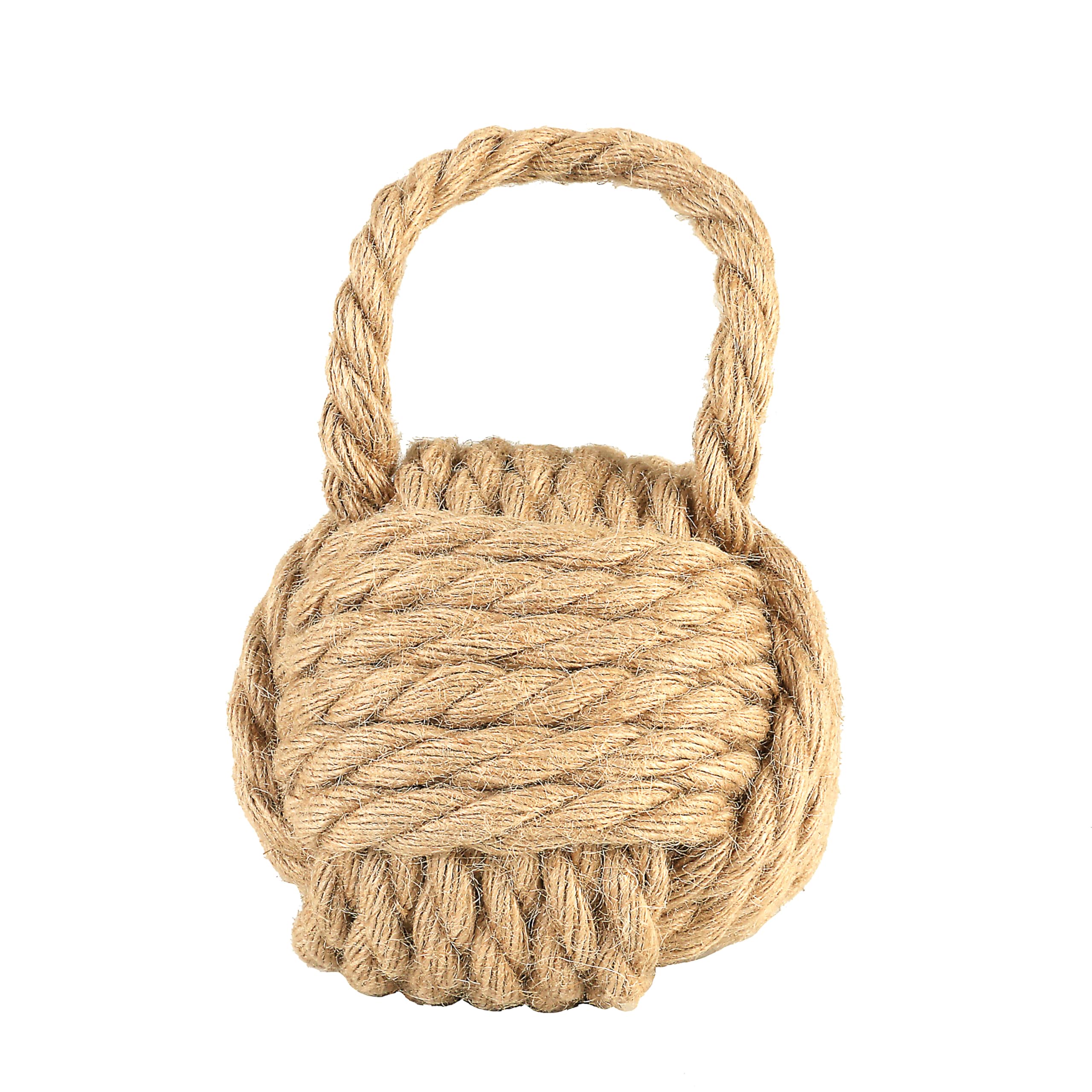 Creative Co-Op Nautical Rope Knot Decorative Cotton Door Stop, Natural