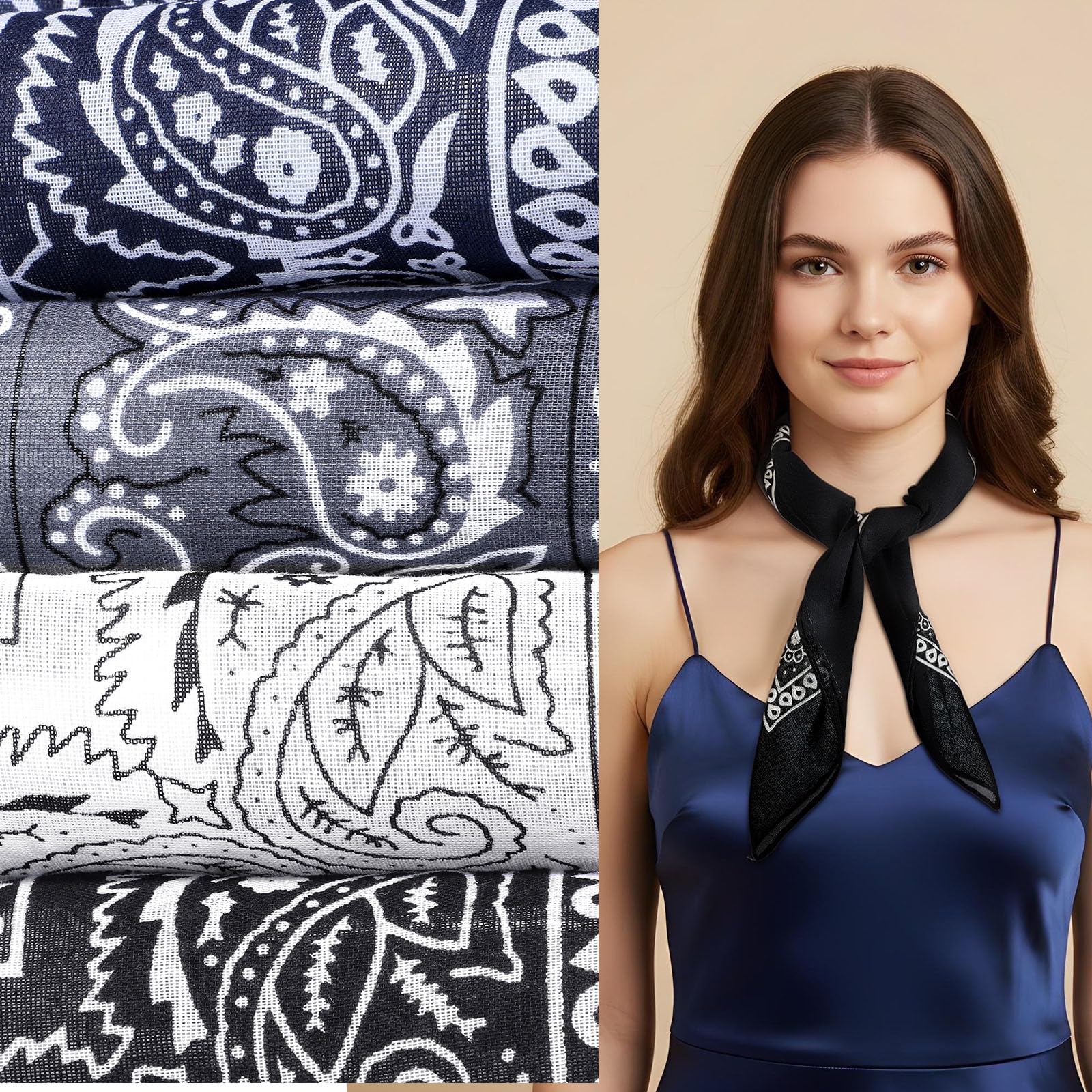 4 sztuki chusty na głowę dla kobiet i mężczyzn, wielofunkcyjna chustka bandana, unisex, 100% bawełna, do zawieszenia na głowie, szyi, dłoni, kieszeni lub talii (54 x 54 cm)