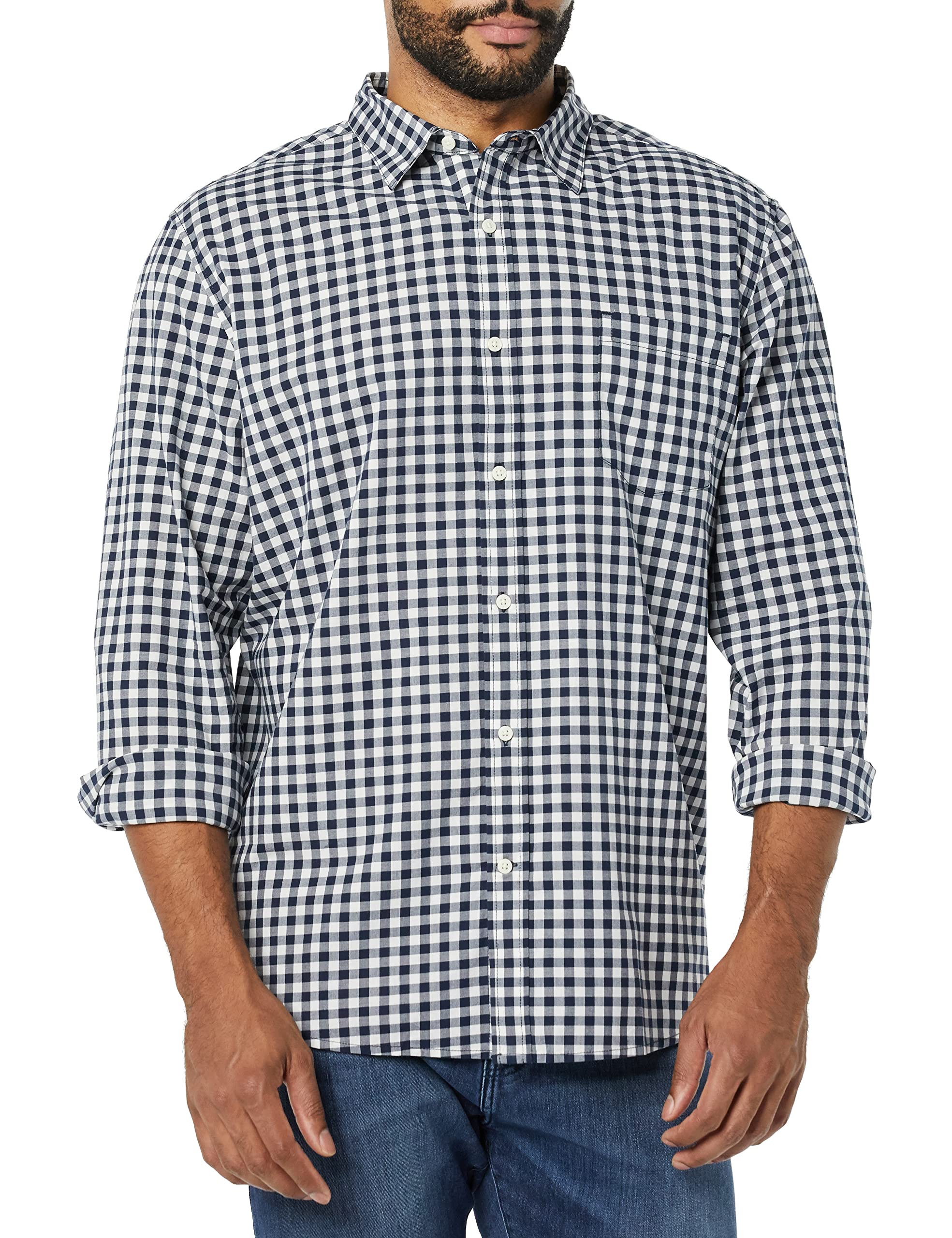 Amazon Essentials Herren Langärmeliges Business Hemd aus Popeline Normale Passform