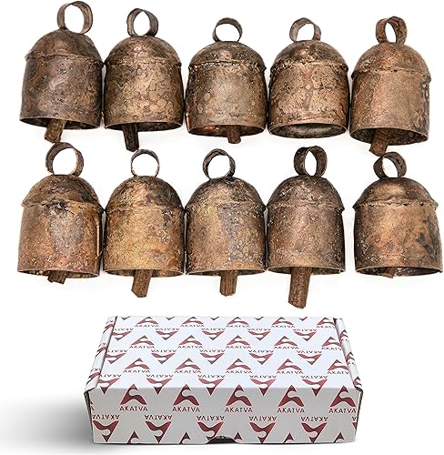 Akatva Campanas de Navidad para decoración Campanas de vaca para decoración navideña rústica Campanas doradas para decoraciones navideñas