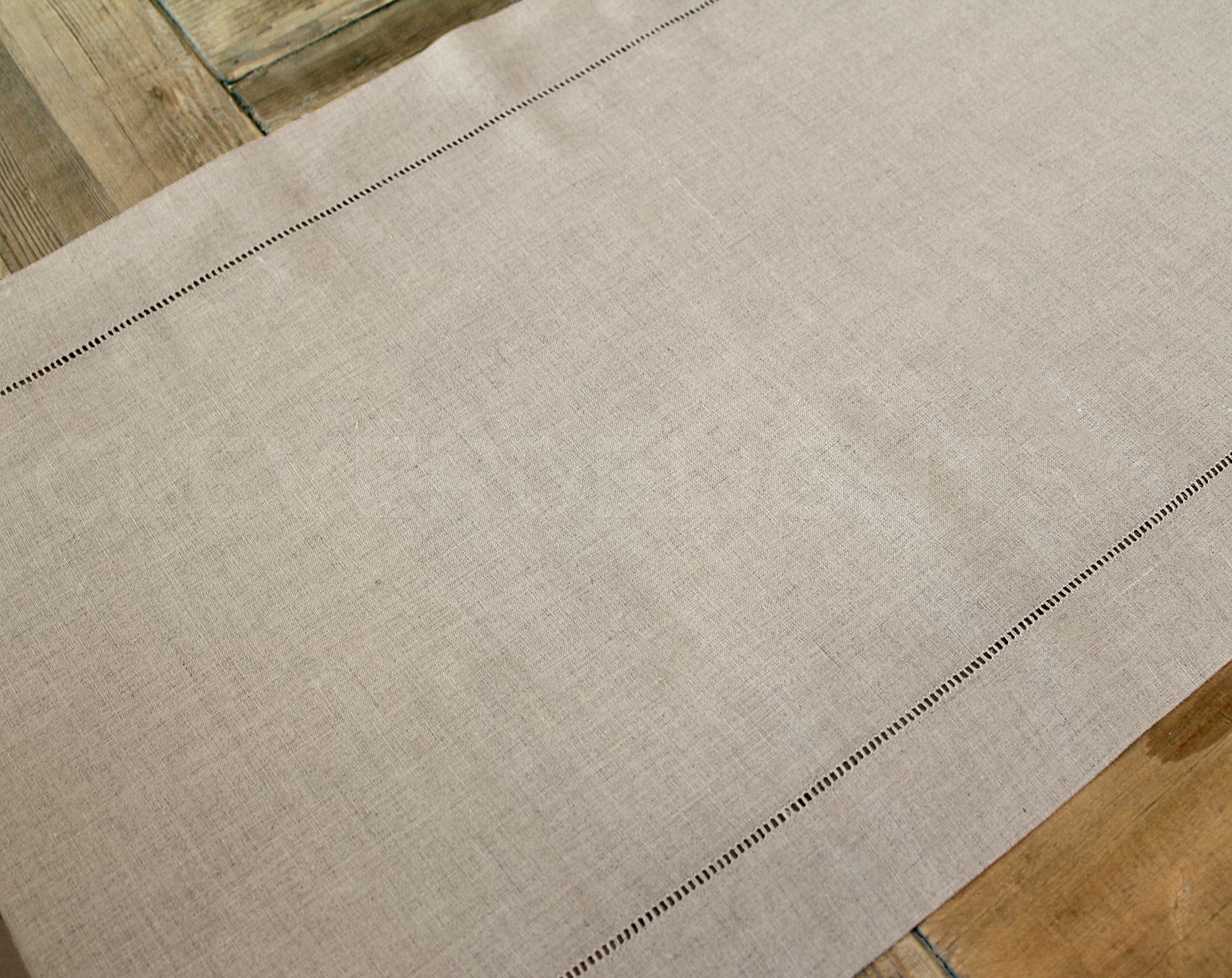 Camino de mesa CleverDelights de lino natural cosido a mano, 40 x 182 cm, 100% lino puro