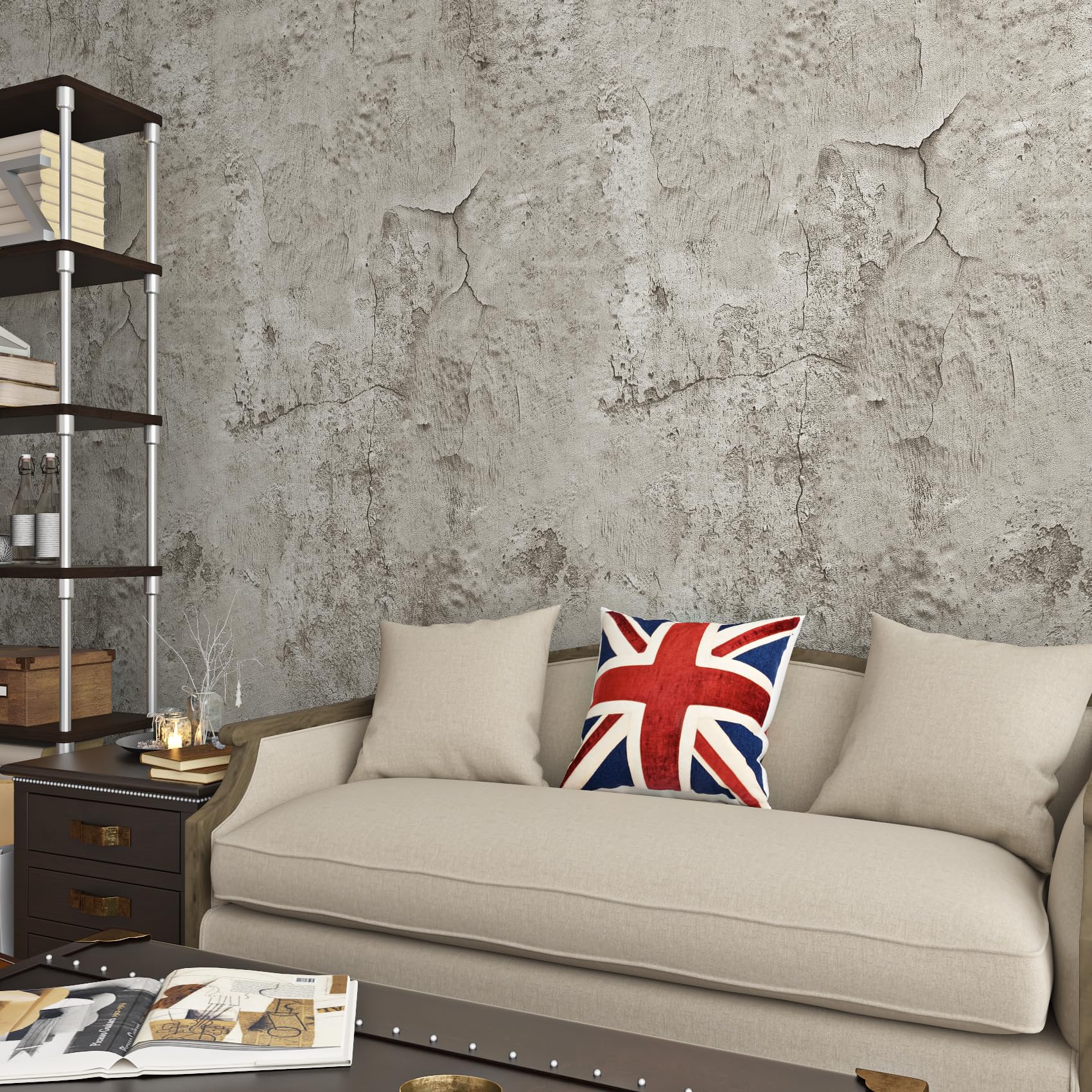 Livelynine Vinilo Encimera Cocina Gris Cemento 40CMx5M Papel Pintado Autoadhesivo Pared Salon Hormigón Gris Claro Vinilo Adhesivo Pared Dormitorio Baño Papel Adhesivo para Muebles Gris Papel de Pared