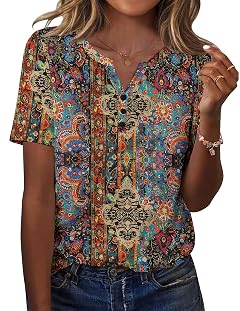 Zeagoo Womens Summer Tops Casual Short Sleeve V Neck Shirts Business Dressy Work Blouses