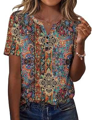 Zeagoo Womens Summer Tops Casual Short Sleeve V Neck Shirts Business Dressy Work Blouses