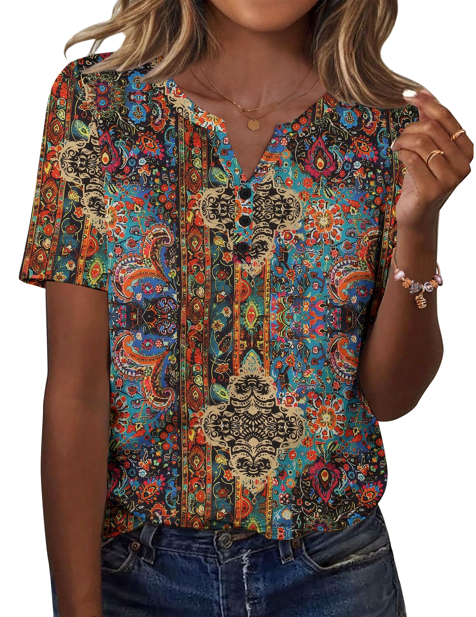 Zeagoo Womens Summer Tops Casual Short Sleeve V Neck Shirts Business Dressy Work Blouses