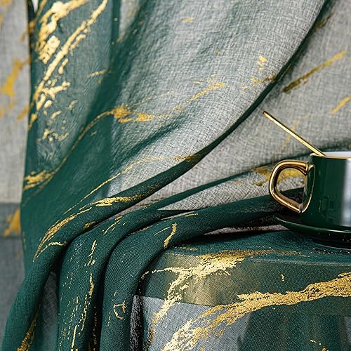 Miniatura 8 de Lavyhuno Cortinas traslúcidas doradas de 96 pulgadas de largo, juego de 2 paneles con bolsillo para barra para decoración de Navidad, decoración de