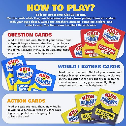 Miniatura 2 de Kids VS Parents - Un divertido juego familiar con iniciadores de conversación y desafíos divertidos - Juego de cartas para niños, adolescentes y
