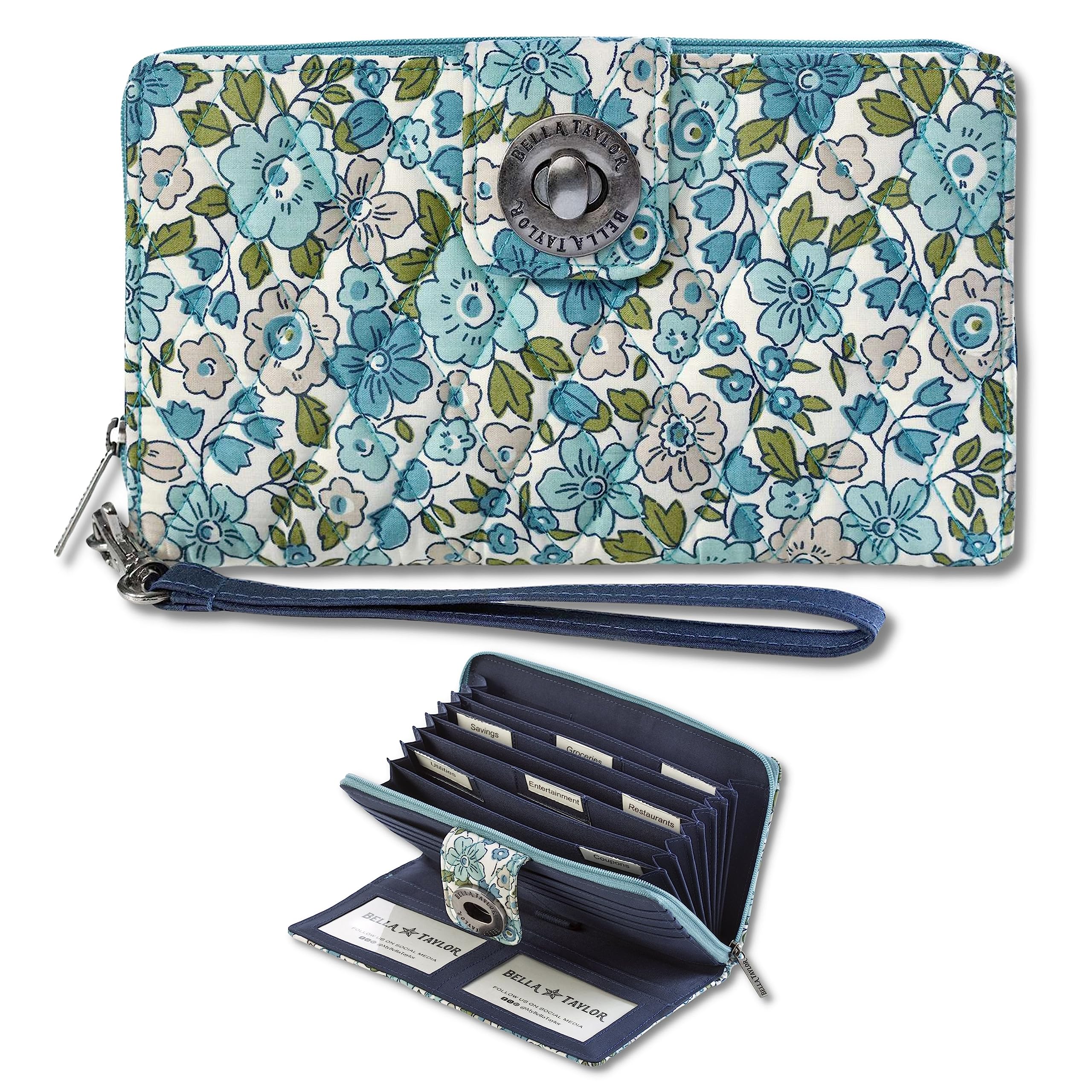 Bella Taylor Cash System Wallet for Envelope Budgeting - RFID Protected - Cash Stuffing Wallet with Detachable Wristlet
