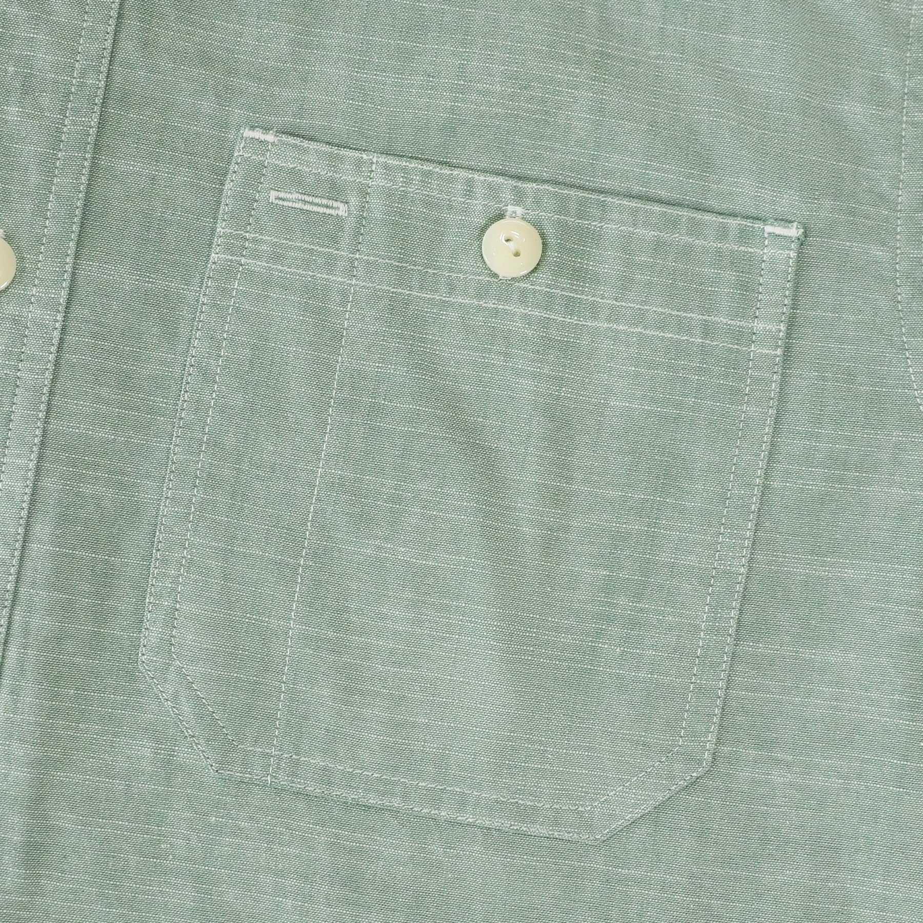 Dubinik® Camicia Uomo Chambray Lavoro Cotone Bottone Manica Lunga Due Tasche Casual