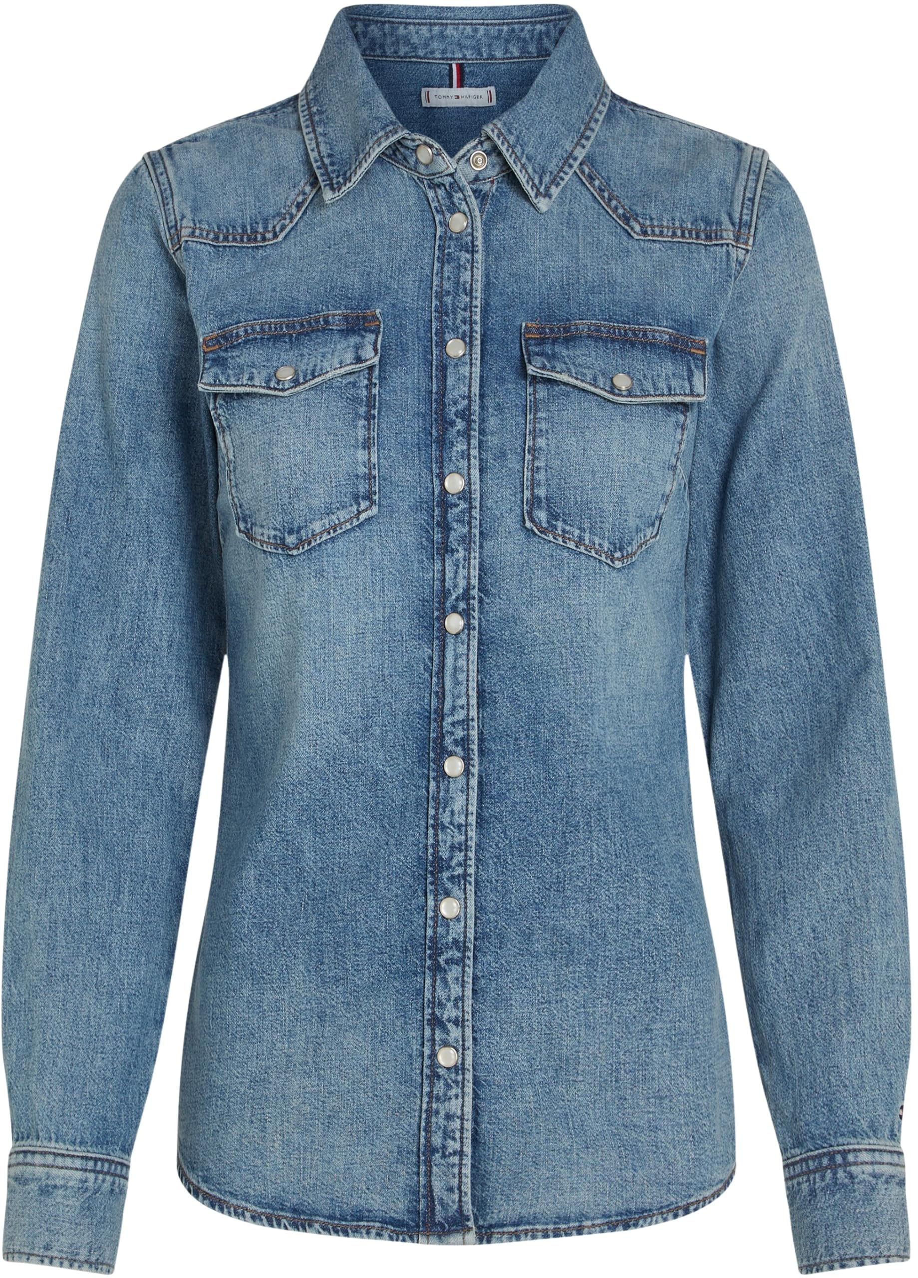 Tommy Hilfiger Damska koszula DNM LS Slim SAM WW0WW43730 L/S Koszula, Denim, 38, Denim (Sam), 64